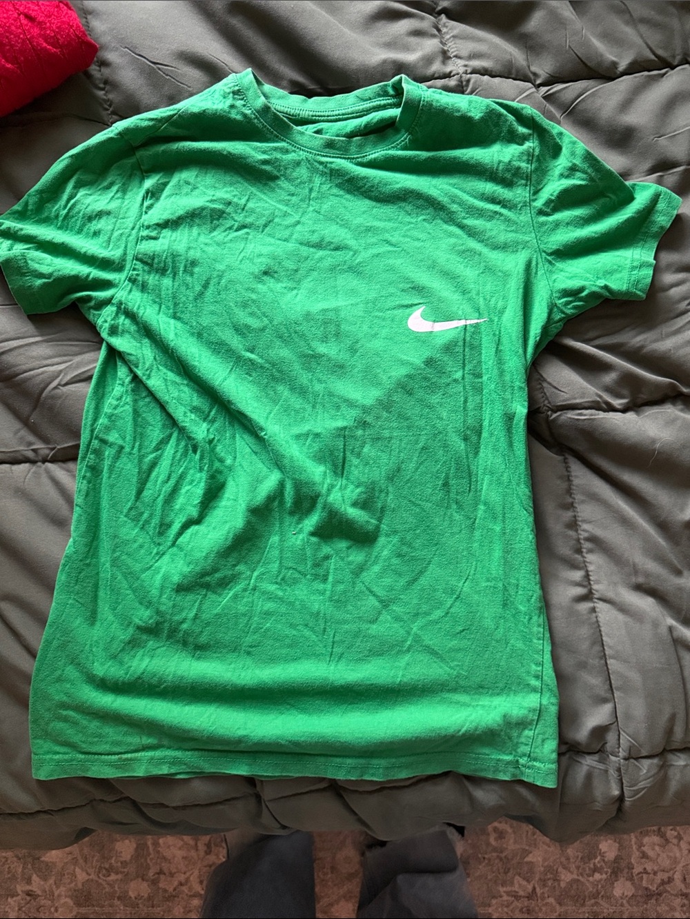 Nike Green Short-Sleeve Crew with White Swoosh